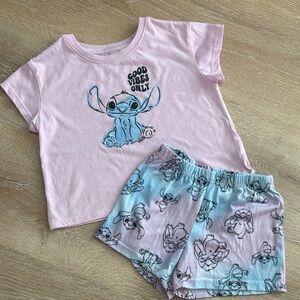 Disney Lilo & Stitch‎ Girls Pajama Set Pink “Good Vibes Only” Size 6/6X